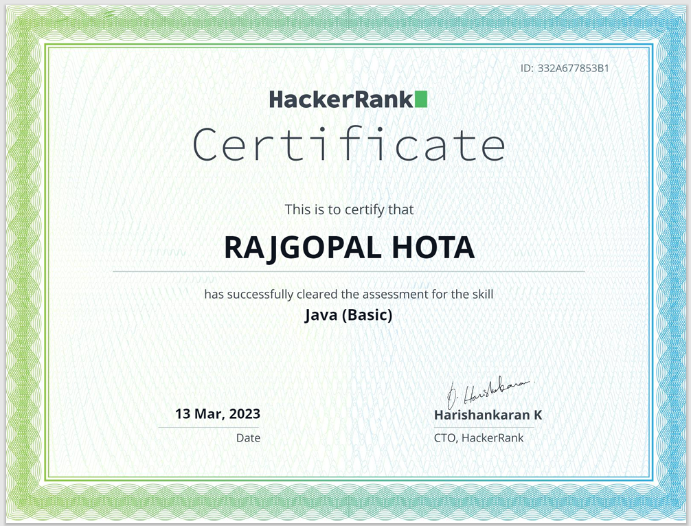 Hacker rank Java certificate